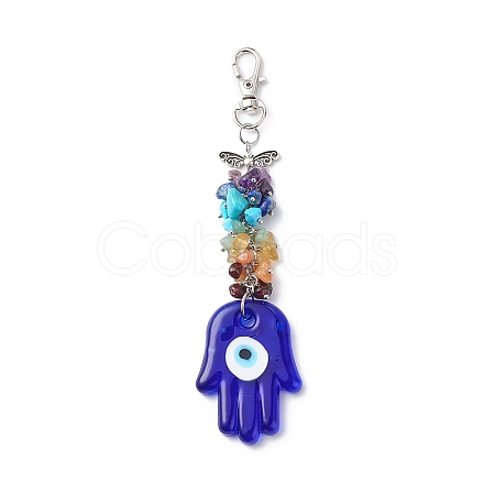 Handmade Lampwork Evil Eye Pendant Decoration HJEW-JM00773-01-1