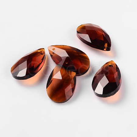 Faceted Teardrop Glass Pendants GLAA-O008-B12-1