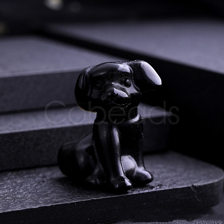 Natural Obsidian Carved Dog Statue PW-WG97821-12-1