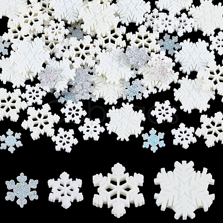 100Pcs 4 Styles Christmas Opaque & Transparent Resin Cabochons RESI-NB0002-15-1