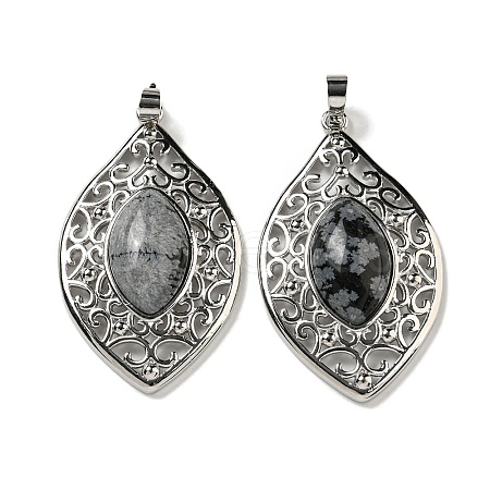 Natural Snowflake Obsidian Pendants G-Q158-02A-1