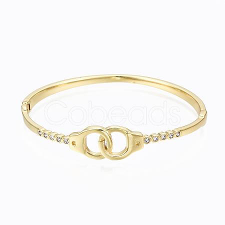 Brass Micro Pave Clear Cubic Zirconia Bangles BJEW-T018-02G-NF-1
