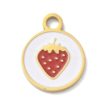 304 Stainless Steel Fruit Enamel Pendants STAS-G362-04G-07-1