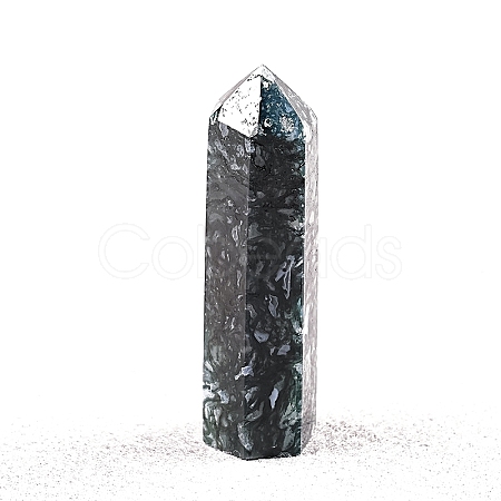 Point Tower Natural Moss Agate Home Display Decoration PW-WG04107-58-1