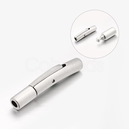 Tarnish Resistant Frosted Column 304 Stainless Steel Bayonet Necklace Clasps STAS-N065-07-1