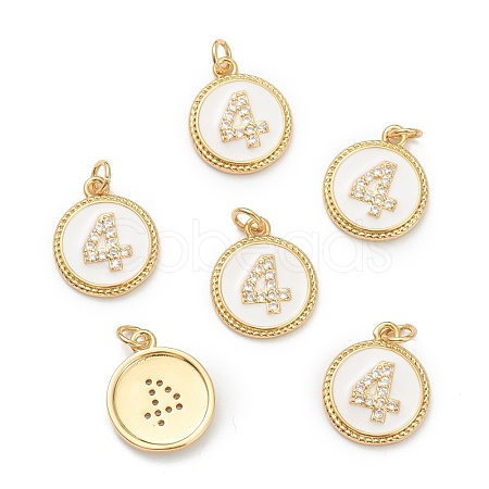 Brass Micro Pave Clear Cubic Zirconia Charms ZIRC-J040-44G-04-1