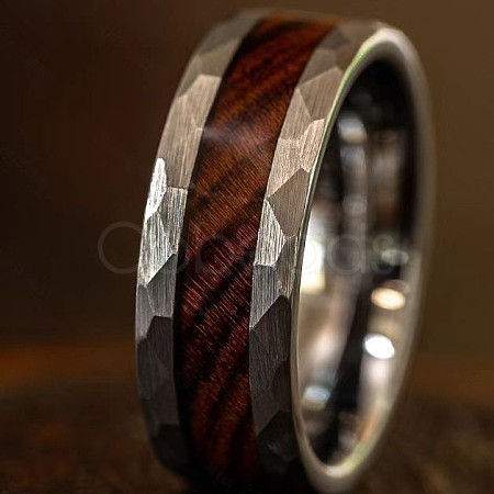 304 Stainless Steel & Wood Finger Rings for Men WG79787-07-1