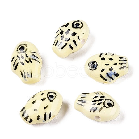 Handmade Printed Porcelain Beads Strand PORC-T133-02G-1