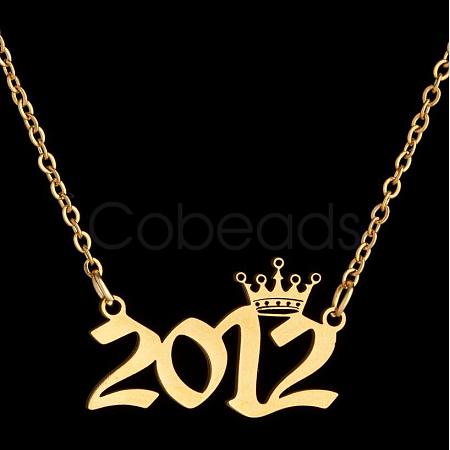 Crown Birth Year 201 Stainless Steel Pendant Necklaces for Women FS-WG4E8F2-33-1