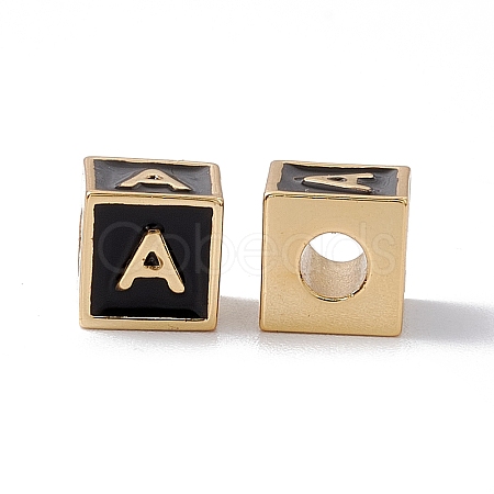 Rack Plating Brass Enamel Beads KK-B060-04G-01A-1