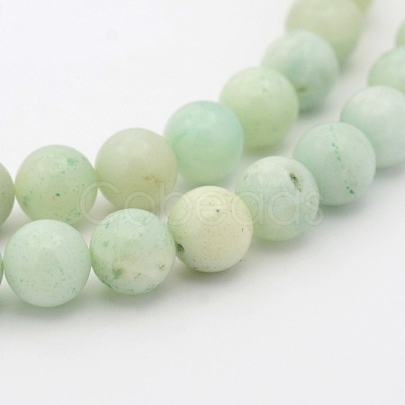 Natural Flower Amazonite Round Bead Strands G-P070-33-6mm-1