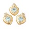 Rack Plating Brass & Rhinestone Pendants, with Crushed Ice Cut Cubic Zirconia, Heart Charm, Real 14K Gold Plated, Cadmium Free & Lead Free, Pale Turquoise, 30x24x9mm, Hole: 9x3mm