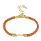 Braided Nylon Cord Bracelet Making, with Golden Tone 304 Stainless Steel Lobster Claw Clasps and Brass Findings, Coral, 6-7/8 inch(17.5cm), Pin: 1mm