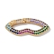 Rack Plating Brass Micro Pave Cubic Zirconia Spring Gate Rings Clasps, Cadmium Free & Lead Free, Long-Lasting Plated, Real 18K Gold Plated, Lip, Colorful, 12x30x3mm