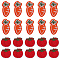 Gorgecraft 28Pcs 2 Style Tomato & Carrot Non Woven Fabric Embroidery Iron on Applique Patch, Sewing Craft Decoration, Vegetable Pattern, 25~55x26~29x2~2.5mm, 14pcs/style