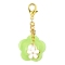 Acrylic Flower Pendants Decorations, Alloy Enamel and Alloy Lobster Claw Clasps Charms, Green Yellow, 356mm