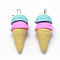 Handmade Polymer Clay Pendants, Ice Cream, Sky Blue, 37~40x14~16mm, Hole: 2mm