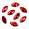 Pointed Back Glass Rhinestone Cabochons, Back Plated, Faceted, Horse Eye, Light Siam, 15x7x4mm