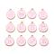 Alloy Enamel Pendants, Flat Round with Twelve Constellation, Light Gold, Pink, 15x12x2mm, Hole: 1.5mm, about 12pcs/set