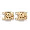 304 Stainless Steel Box Clasps, Multi-Strand Clasps, 2-Strands, 4-Holes, Rectangle with Flower, Real 24k Gold Plated, 15x10x3mm, Hole: 1mm