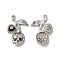 Alloy Glass Pendants, Gunmetal, Skull with Leaf Charms, Black, 29.5x15.5x4mm, Hole: 1.5mm