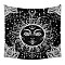 Polyester Tapestry Wall Hanging, Sun and Moon Psychedelic Wall Tapestry with Art Chakra Home Decorations for Bedroom Dorm Decor, Rectangle, Black, 1300x1500mm