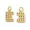 Real 18K Gold Plated Brass Micro Pave Clear Cubic Zirconia Charms, with Jump Ring, Letter.E, 11.5x7x2.5mm, Hole: 3.4mm