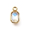 304 Stainless Steel Pendants, with Rhinestone, Real 18K Gold Plated, Ion Platint(IP), Rectangle, Crystal, 10.5x5.5x3.5mm, Hole: 1.8mm