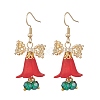 Christmas 304 Stainless Steel Flower Dangle Earrings EJEW-MZ00592-2