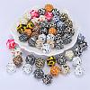 Colorful Pattern Printed Silicone Focal Beads SI-JX0022A-08-5
