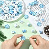 110Pcs 11 Styles Christmas Winter Theme Printed Wood Beads WOOD-YW0001-92-5