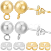 40Pcs 2 Styles 304 Stainless Steel Round Ball Post Stud Earring Findings STAS-BBC0004-79-1
