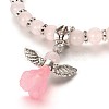 Trendy Natural Rose Quartz Beaded Acrylic Charm Bracelets BJEW-JB01792-02-2