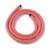 Flat Round Handmade Polymer Clay Bead Spacers CLAY-R067-4.0mm-14-2
