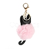 Cute Cat PU Leather & Imitate Rex Rabbit Fur Ball Keychain KEYC-C005-01A-2