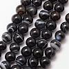 Natural Black Agate Bead Strands G-K166-13-8mm-05-1