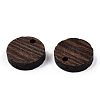 Natural Wenge Wood Flat Round Charms WOOD-T023-29A-01-3
