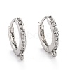 Brass Micro Pave Clear Cubic Zirconia Huggie Hoop Earring Findings EJEW-O107-01P-3