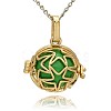 Golden Tone Brass Hollow Round Cage Pendants KK-J231-04G-1