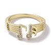 Brass Micro Pave Cubic Zirconia Cuff Rings RJEW-G310-10G-2