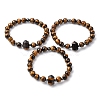 Natural Tiger Eye Beaded Stretch Bracelet for Women BJEW-A145-01E-4