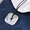 Natural Mixed Gemstone Square Pendants Black PU Leather Cord Necklaces NJEW-K285-01-4
