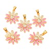 Real 18K Gold Plated Brass Micro Pave Cubic Zirconia Pendants ZIRC-L100-087G-04-1