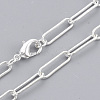 Brass Round Oval Paperclip Chain Necklace Making MAK-S072-05A-S-1