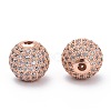 Brass Cubic Zirconia Beads ZIRC-F001-15RG-2