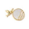 Brass Pave Natural White Shell Pendants KK-S522-12G-1