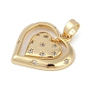 Brass Micro Pave Clear Cubic Zirconia Pendants ZIRC-M001-14G-2