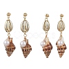 Alloy Natural Shell Beaded Dangle Stud Earrings EJEW-JE06268-2