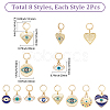 16Pcs 8 Styles Evil Eye Alloy Enamel Pendant Locking Stitch Markers HJEW-SC00179-2