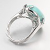 Adjustable Oval Gemstone Wide Band Rings RJEW-L062-01F-3